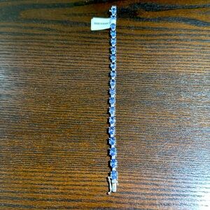 14KT White gold ladies tanzanite and diamond bracelet